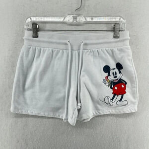 DisneyMickey Mouse Short Girls Sz 3/5 White  Pull On Stretch High Waist Fleece